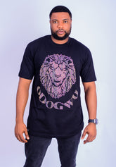 Black T-shirt with embellished lion